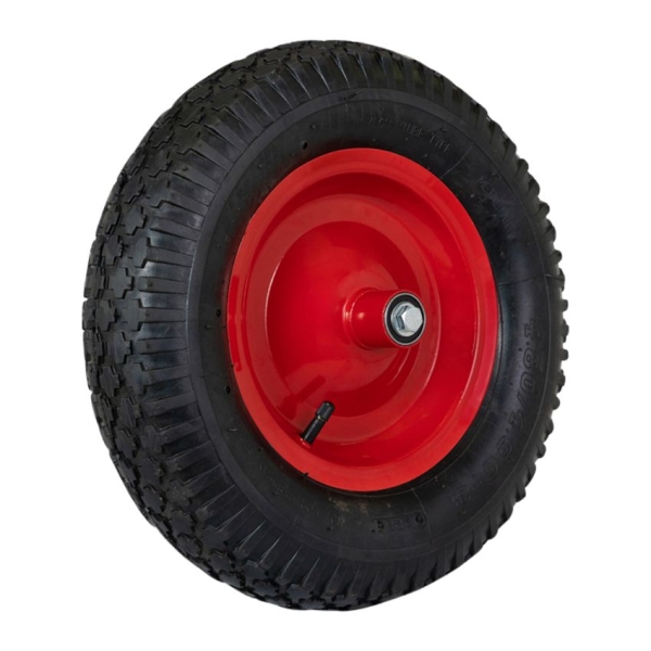 Sr WIEL 16X4 400X8 MET RODE STALEN VELG COMPLEET MET AS - Afbeelding 2