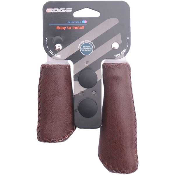 Edge Handvatset Leer - mat donkerbruin - 135/92mm